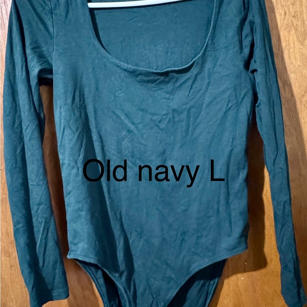 Old Navy Teal Long Sleeve Scoop Neck Bodysuit